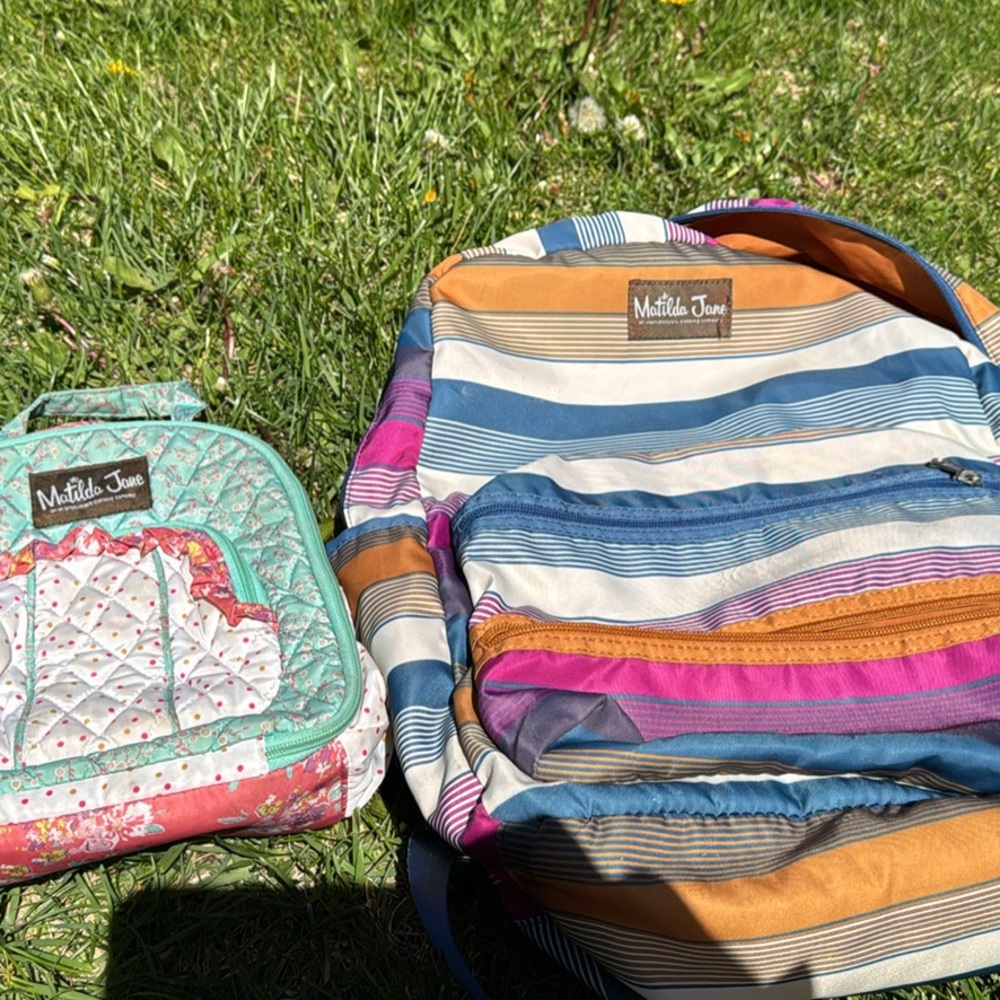 Matilda Jane Striped Backpack and lunch bag